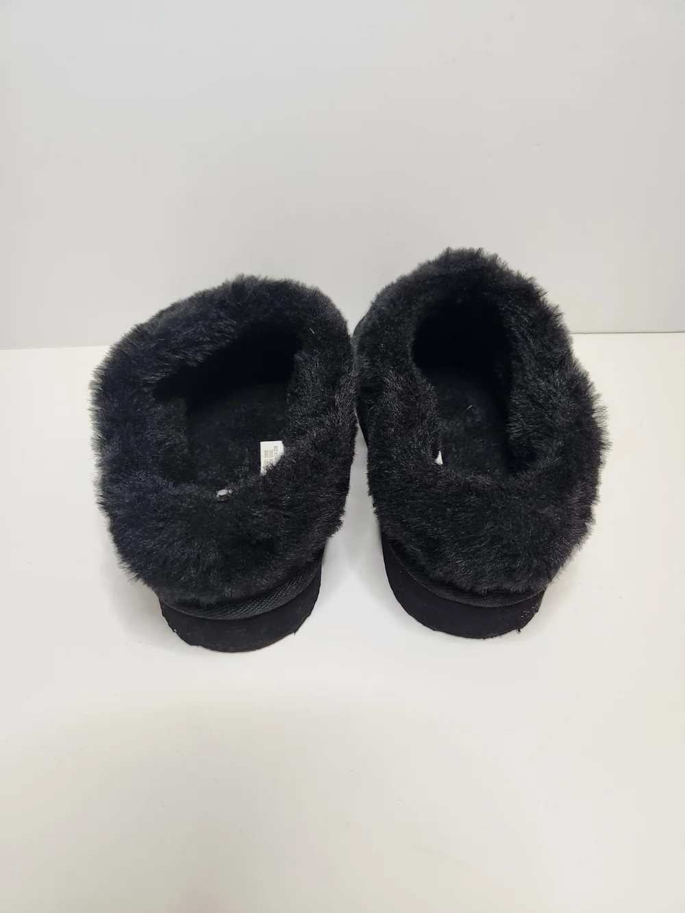 Kids Black Sequin Faux-Fur Mules